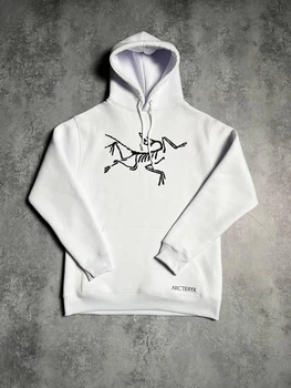 Худи унисекс с рисунком черного логотипа Arcteryx размер L белого цвета