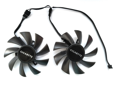 Вентилятор кулер для видеокарты Gigabyte шариковый подшипник T129215SU (T129215BU PLD09210S12HH GA91S2H) комплект 2 шт (№132)