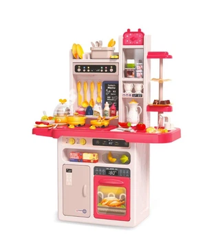 Детская игровая кухня 93.5 см LIMO TOY 889-248 интерактивная с яйцеваркой (87 деталей) красная
