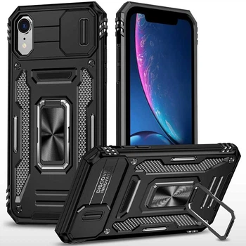 Противоударный чехол Camshield Army Ring для Apple iPhone XR (6.1") Черный / Black