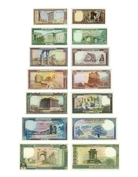 Набір банкнот Ліван набір із 7 банкнот 1980-1988 UNC 1, 5, 10, 25, 50, 100, 250 ліврів