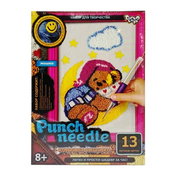 Набор для творчества "Punch Needle: Мишка на луне" Danko Toys PN-01-09 ковровая вышивка