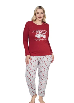 Теплая женская пижама трикотажная футер P265 2XL