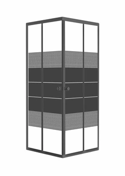 Душевая кабина квадратная RJ Velum 90x90 раздвижная стекло Black Linia 4 мм без поддона black matt 90BRZ082Linia