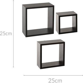 Zestaw ściennych półek dekoracyjnych 5five Simply Smart Cube Rozmiar M 3 szt Czarne (3560234489790)