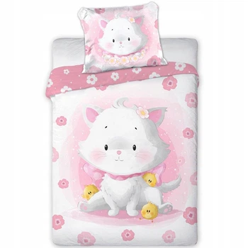 Дитяча постільна білизна Faro Cuddles Котик (наволочка+підковдра), двостороннє, 100% бавовна (5904541909813) 100 х 135 см