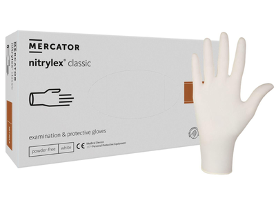 Нітрилові рукавички Mercator Nitrylex Classic M білі 50 пар