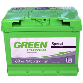 Аккумулятор автомобильный 60Ач 540А "+" слева Green Power, 22359
