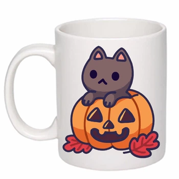 Чашка з друком "Helloween Cat" (колір білий) (20893)