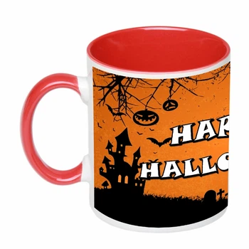 Чашка з друком "Happy Helloween №2" (колір червоний) (20863)
