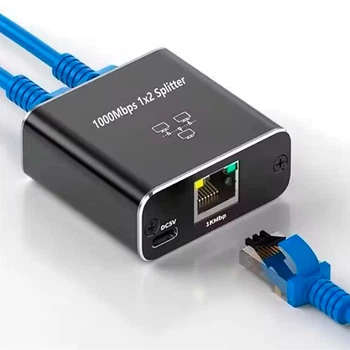 Сетевой разветвитель коммутатор на 2 порта RJ45 - 1 Гбит/с Портативный Черный