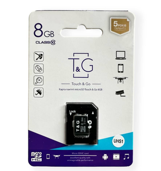 Карта памяти T&G microSDHC 8Gb UHS-1 (Class 10) + Adapter SD