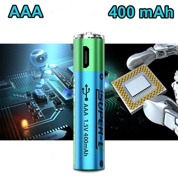 Акумулятор з USB Micro зарядкою Super-L Li-Ion AAA 1.5V 400 mАh
