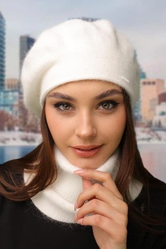 Комплект (берет и баф) с мохером Кристина 5152-4961-77 Брекстон белый 56-58р