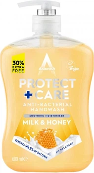 Антибактериальное мыло для рук Astonish Protect+Care Молоко и Мед 600 мл