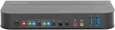 Przełącznik wideo DIGITUS KVM 2x1 HDMI, HDMI Out, USB, 4Kx2K@60Hz (DS-12874)