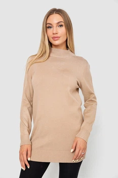 Свитер женский однотонный, цвет бежевый, 244R5550, One size