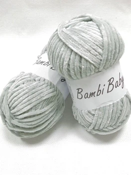 Плюшева пряжа Bambi Babi Cвітло-сірий велюр 100 г/110 м