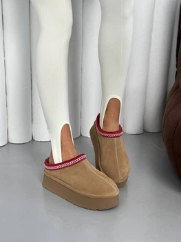 Женские зимние угги ShoesBand Песочного цвета натуральная замша короткие 39 (25 см) (S94261-1з)