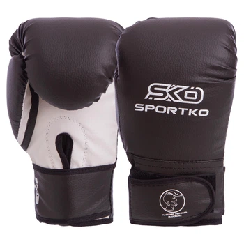Перчатки боксерские искусственная кожа KO Pro (кожвинил, размер 12oz, Черный) (PD-2-M_Черный_12_унции)