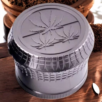 Гриндер для измельчения табака Grinder Hemp Leaf Graphite