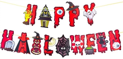 Святкова гірлянда розтяжка з картону HAPPY HALLOWEEN