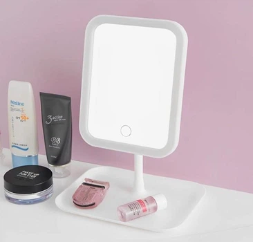 Настільне косметичне дзеркало для макіяжу з LED підсвічуванням Makeup Mirror LY-696 на акумуляторі 1200mAh Біле