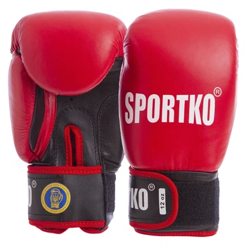 Перчатки боксерські професійні шкіряні ФБУ KO ПК1 UR (розмір 12oz, Червоний) (SP-4705_Червоний_12_унції)