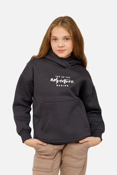 Худи для девочки 140 цвет графитовый Viollen Girl kids ЦБ-00259316