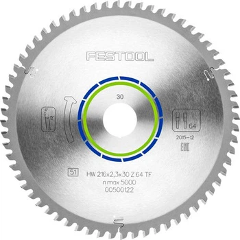 Диск пильный ALUMINIUM/PLASTICS HW 216x2.3x30 TF64 Festool 500122