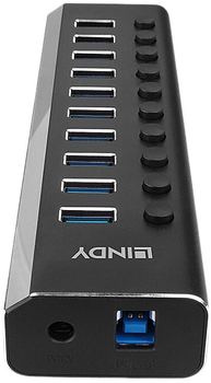 USB-хаб Lindy 10 Port USB 3.0 with On/Off Switches Black (43370)