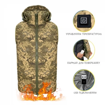 Жилет із підігрівом від USB Hotspot (піксель, ріп-стоп, біопух, розмір XL)