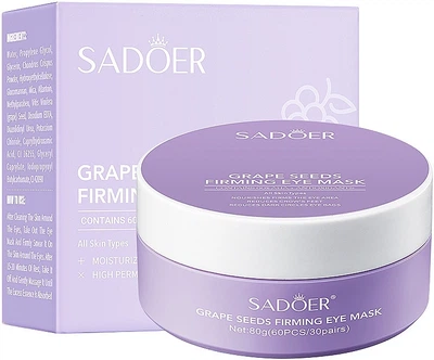 Гидрогелевые патчи под глаза с экстрактом виноградных косточек - Sadoer Grape Seeds Firming Eye Mask 80g (1378646-22805502)