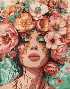 Алмазна мозаїка в обкладинці Ideyka Дівчина у квітах 40х50 см AMO8029 (4823104361749)