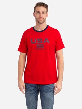 Футболка хлопковая длинная мужская U.S. Polo Assn 341788708 2XL Красная (1159815904)