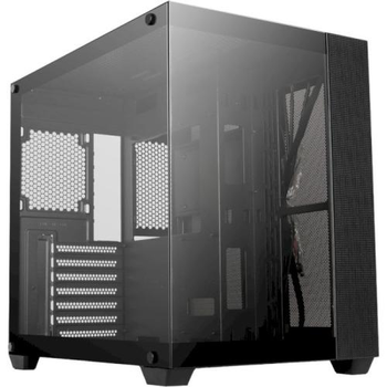 Корпус Frontier igloo, Black, без бп, Midi Tower, для atx / MicroATX / Mini-ITX, 1xType-C / 2xUSB 3.0, макс. cpu - 160 мм / vga - 410 мм, боковая и передняя панель из закаленного стекла