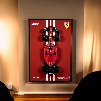 Коллекционная Модель Bburago F1 с Металлической АРТ Рамкой Подставкой на Стену или Полку 30x21см (A4) Ferrari SF-23 #16 Charles Leclerc Масштаб 1/24 Formula One F1 World Championship (2023)
