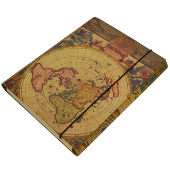 Папка для зошитів iTEM, A5, на резинці, КРАФТ-покриття, Мапа (312R\RT02)