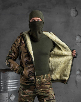 Зимняя куртка из Softshell с утеплителем из овчины Multicam L