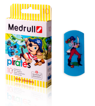 Пластир медичний Medrull дитячий "Pirates" , з полiмерного матерiалу, розмiр 25 мм х 57 мм, №10