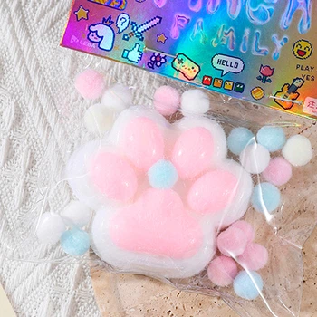 Игрушка антистресс лапка котика ABC Squish Cat Paw, таба лапка Goga с ворсинками сквиш лапка-антистресс для детей (арт 13155)