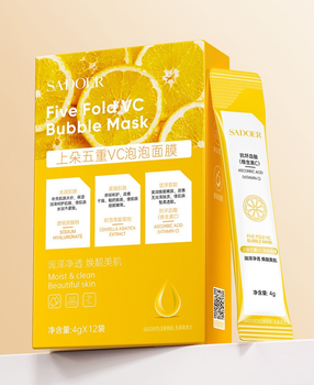 Очищающая пузырьковая маска для лица Sadoer Five Fold VC Bubble Mask с витамином С 4г