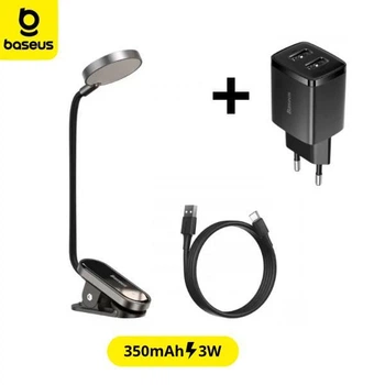 Лампа на прищіпці Baseus Comfort Reading Mini Clip Lamp 350 mAh (DGRAD-0G) Gray + Подарунок Зарядний мережевий пристрій Baseus Compact 10.5W 2USB
