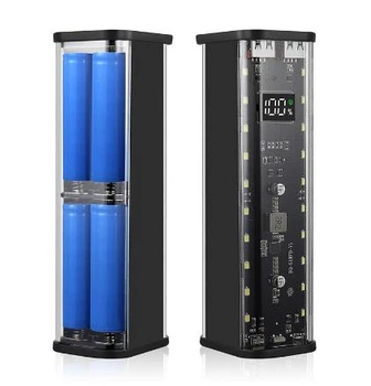 Корпус для PowerBank 8x18650 3A 2хUSB, Micro-USB, Type-C, PD 20W QC3.0 18W Max 22.5W Черный