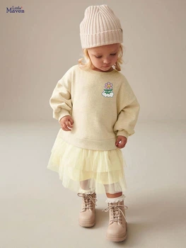 Детское платье для девочки с фатином Little Maven арт.1934 122 см Бежевый