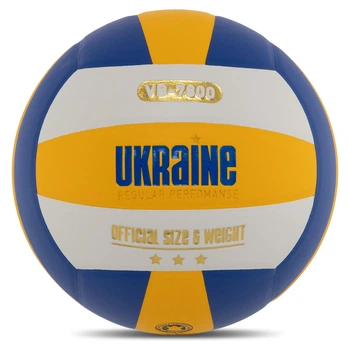 М'яч волейбольний UKRAINE VB-7800 №5 PU клеєний жовто-білий-синій