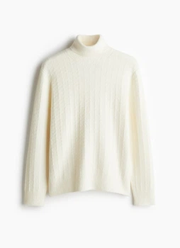 Чоловічий свитер водолазка Regular Fit H&M (57833) M Молочний