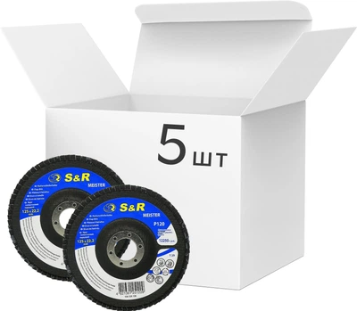 Круг зачистной лепестковый S&R Meister 125x22.2 мм зернистость 120 дерево / сталь 5 шт. (136125120-SET)