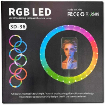 Кільцева LED лампа RGB 36 кольорів XPRO 3D-36RGB USB 36см (40920-3D-36RGB_460)