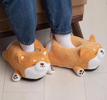 Тапочки Кігурумі іграшки Kigurumi Собака Коргі домашні плюшеві Чоловічі Бежевий 36-41 (М753155)